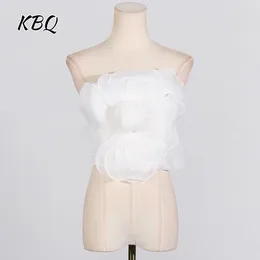 Women's Tanks KBQ Solid Sexy Patchwork Appliques Vests For Women Strapless Sleeveless Spliced Zipper Slimming Crop Tops Female Fashion Style