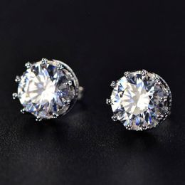 Lab Created Shiny White Moissanit 925 Sterling Silver Crown Stud Earrings Crystal Jewellery For Women Wedding Gift 3065