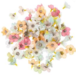 Decorative Flowers 100 Pcs Flower Garland Handmade DIY Craft Material Mini For Crafts Small Crafting Wedding Heads Decoration Fake