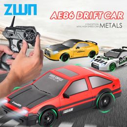 24G RC CAR With LED Light 4WD Remote Control Drift Professional Racing Toys GTR Model AE86 for Children Christmas Gifts 240508