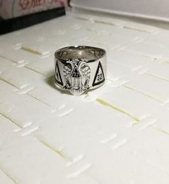 Solid 925 sterling silver rhodium plating 18k gold plated men's masonic ring ish Rite 32 degree rings with eagle wings down1671924