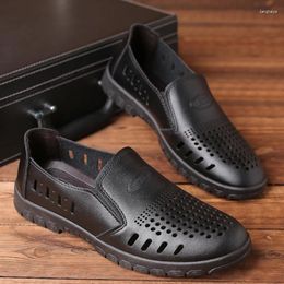 Casual Shoes 2024 Summer Hollow Sandals Men Business Leather Mens Loafers Breathable Male Footwear Sandalias Hombre Tenis Masculino