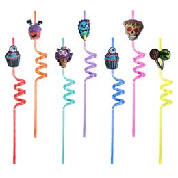 Drinking Sts Ice Cream Skl Head Themed Crazy Cartoon For Girls Goodie Gifts Kids Party Birthday Decorations Summer Favor Reusable Plas Otwlh