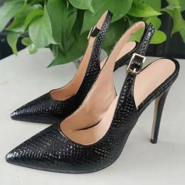 Sandals 2024 Fashion Women Pumps Snake Pattern Sexy Stiletto High Heels Pointed Toe Elegant Black Shoes Ladies US Plus Size 5-15