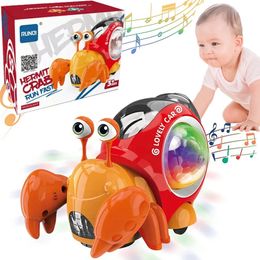 Children Toy Crawling Crab Walking Dancing Electronic Pets Robo Hermit Snail Glowing With Music Light Baby Toddler Gift 240418