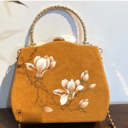 Bag Women's Single Shoulder 2024 Hand Painted Magnolia Handbag