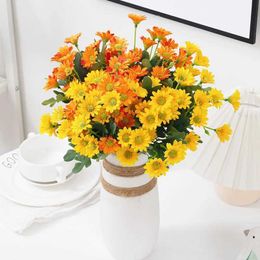 Decorative Flowers Wreaths Autumn Artificial Flowers Daisy Silk Bouquet for Vase Home Wedding Christmas Decorative DIY Decor Fake Flower Household Products