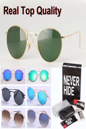 New Arrial Round Sunglasses Men Women metal frame glass lens Sport Vintage sun glasses with original box packages accessories e6184939