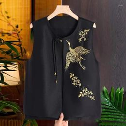 Women's Vests Chinese National Tide Wind Cardigan Embroidered Vest Coat Spring And Autumn Fashion Flower Buckle