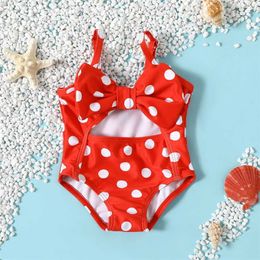 One-Pieces New 3-24M toddler baby swimsuit cute summer baby dot swimsuit newborn baby one-piece swimsuit beach suit H240508