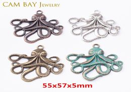 20pcs 5557mm 4 Colours Alloy Octopus Antique Charms Bronze Metal Pendants Charm for DIY Necklace Bracelets Jewellery Making Handma5002309