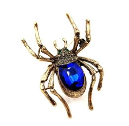 Pins Brooches Vintage Look Golden Legged Black Crystal Pave Head Blue Stone Spider Pin And Brooch Witch Costume Jewellery For Hallo4408788