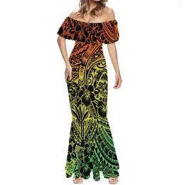Casual Dresses Polynesian Fashion Gorgeous Line Shoulder Fishtail Skirt Texture Soft Comfortable Temperament Elegant Women's Evening Dress