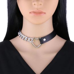 Harajuku Sexy Punk Love Choker Necklace Chains Heart Collar Bondage Cosplay Goth Jewellery Women Gothic Necklaces