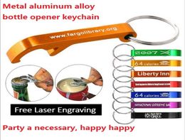 Keychains mixed Colours Aluminium alloy bottle openers with keyring laser engraving logo Keychains engraving3626675