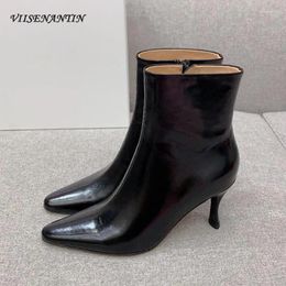 Boots Est High Heel Ankle For Women Small Square Head Stiletto Heels Concise Short Females Fashion Handsome Boats Shoes