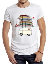 Men's T-Shirts THUB Vintage Colorful Surfboards on Bus Printed Men T Shirt Graphic Beach Surf Sport Cloth Retro Go Surfing Tops Hipster T Y240509