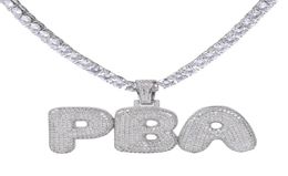 2020 Custom Name Bubble Letters Necklaces Pendant Charm For Men Women Gold Silver Colour Cubic Zirconia with Rope Chain Gifts5958872