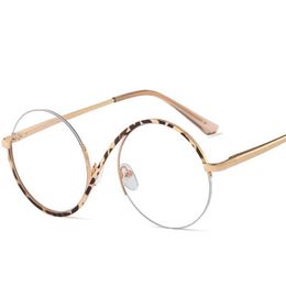 Sunglasses Retro Semi-Rimless Round Women Metal Glasses Frame Fashion Men Optical Clear Anti Blue Light Eyeglasses Frames 223W