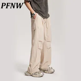 Men's Pants PFNW Japanese Style Summer 2024 Vintage Loose Solid Colour Drawstring Trousers Pleated Men Fashion Trend 28W3238
