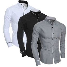 Men's Dress Shirts Mens Spring New Solid Colour Simple Casual Korean Version Slim Fit Long Sleeve Shirt d240427