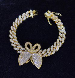 11mm Tennis Bracelet Square CZ Stone Women Hip Hop Jewellery Copper Material Blue Pink Cuban Link Butterfly31502555361580