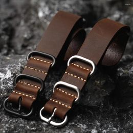 Watch Bands Handmade Vintage Brushed Leather Bracelet 20 22 24MM Brown Green Black Head Cowhide Style Men's Military Watc