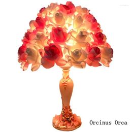 Table Lamps Modern Creative Romantic Rose Lamp Bedroom Bedside European Red Flower Wedding Gift