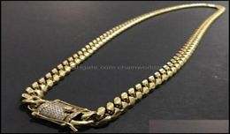 Chains Necklaces Pendants Jewellery Mens 18K Gold Tone 316L Stainless Steel Cuban Link Chain Necklace Curb With Diamonds Clasp Lock 5433722