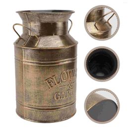 Vases Do Old Tin Bucket Flower Pot Adornment Exquisite Vintage Props Iron Treatment Vase Dried Retro