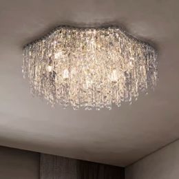 Luxury Crystal Ceiling Lamps Modern Shining K9 Crystal Surface Mounted Chandelier Ceiling Lights Fixture Bedroom Living Room Home Indoor Lighting Decoration