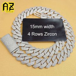 fashion necklace cuban chain 20mm 4 Rows Iced Out Cuban Link Chain Necklaces for Women Men Hip Hop Jewelry Free Shipping