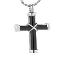 Black Cross Cremation Jewelry for Ashes Crystal Urn Necklace Keepsake Jewelry for Men Pet with 20039039 Chain7321238