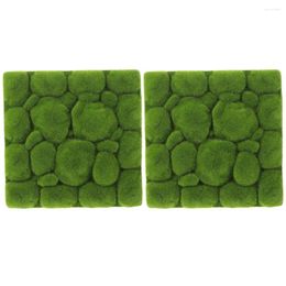 Decorative Flowers 2 Pcs Plant Garden Moss Ornament Artificial Board Wall Decor Lawn Fake Turf Foam Panel Micro Scene