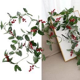 Decorative Flowers Christmas Artificial Berry Holly Rattan Simulated Vine Decorations Xmas Tree Hanging Ornaments For Party Staircase