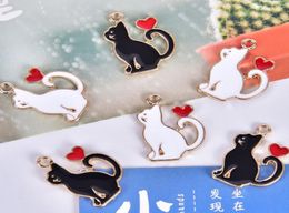 20pcs Classics Lucky Cat Enamel Charms Craft Metal Animal Kitty Charms For Keychains Earring DIY Jewelry Making Handmade Craft5807475