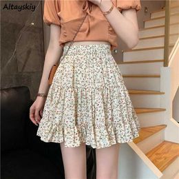 Skirts Skirts womens mini pleated floral summer loose Ulzzang casual full match Korean retro high waisted A-line fashionable street clothingL2405