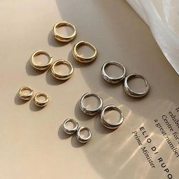 Hoop Earrings SOFTPIG Real 925 Sterling Silver 18K Gold 10/14/16mm Round Earring For Women Classic Fine Jewellery Geometry Accessories