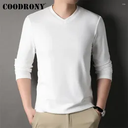 Men's T Shirts Spring Autumn Fashion V-Neck Pure Color Long Sleeve T-Shirt Casual Business Knitwear Men Soft Clothing W5026