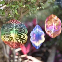 Decorative Figurines Wind Spinners Hanging Scare Birds Hexagonal Spinner 3D Rotating Chime Snowflake For Garden