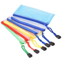 Bag 6Pcs A5/A6/B6/B8 Mesh Zipper Pouch Document Bag Waterproof Zip File Folders School Office Supplies Pencil Case Storage Bags