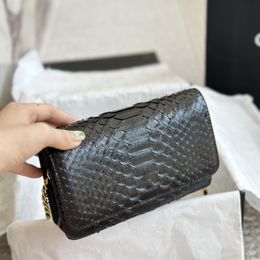 Mirror Quality Classic Wallet On Chain Bags Mini Flap Quilted Black Purse Women Genuine Leather Caviar Crocodile skin Handbags Crossbody Shoulder Box Bag