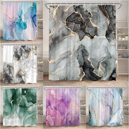 Shower Curtains Marble Curtain Creative Textured Crackle Lines Modern Abstract Ink Art Polyester Fabric Bathroom Decorative Set