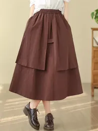 Skirts Elastic Waist Irregular Skirt Oversized 2024 Spring And Summer Casual Loose Solid Color Long A-Line For Women K313