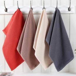 Towels Robes Multi Purpose Hand Towel Waffle Pattern Absorbent Durable Pure Colour Cotton Soft Bathroom Kitchen Supplies