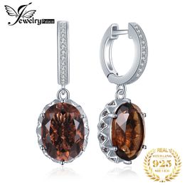 JewelryPalace Large 7ct Genuine Smoky Quartz 925 Sterling Silver Dangle Drop Earrings for Women Statement Gemstone Earings 240507