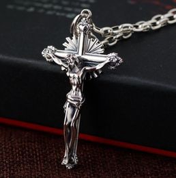925 Sterling Silver Catholic Crucifixes Pendant Male Retro Antique Prayer Religious Jewelry6715811
