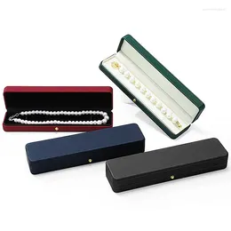 Jewelry Pouches High-end Long Organizer Box Bracelet Pearl Necklace Storage Display Case Fashion Wedding Gift PU Solid