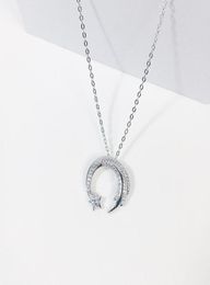 Chokers Moon Star 925 Sterling Silver Meteor Garden Slip Falling MicroInlaid Clavicle Chain Temperament Female Necklace SNE2951910752