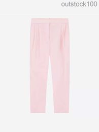 Senior Specialty Stores Quality Buurberlyes Pants Sheep Wool Straight Leg Waist Exposed Lightweight Comfortable Womens Long Pants with Real Logo